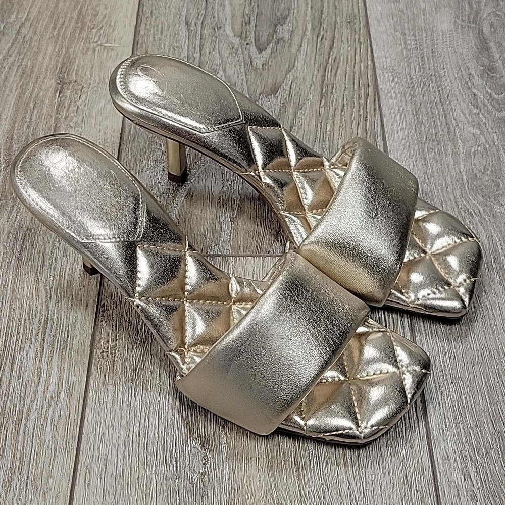 Sam Edelman Size 7 1/2 Gold Starla Quilted Mule